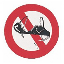 Pegatina en PVC -- 13 cm---Prohibido Sujetador