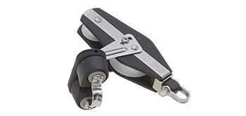 Polea 3 posiciones violín con mordaza y arraigo, cabo 10 mm