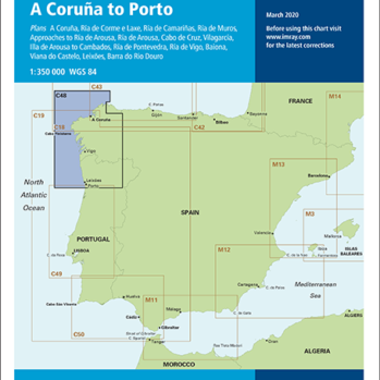 Carta Náutica Imray England : "La Coruña-Oporto" - incluye 15 mini planos