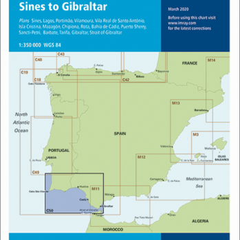 Carta Náutica Imray England : "Sines a Gibraltar" - incluye 16 mini planos