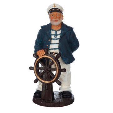 FIGURA MARINERO AL TIMÓN—- Alto: 27 cm