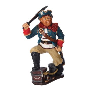 FIGURA PIRATA CON COFRE—- Alto: 53 cm