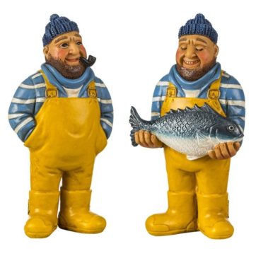 FIGURA MARINEROS CON PESCA—- Alto: 13 cm