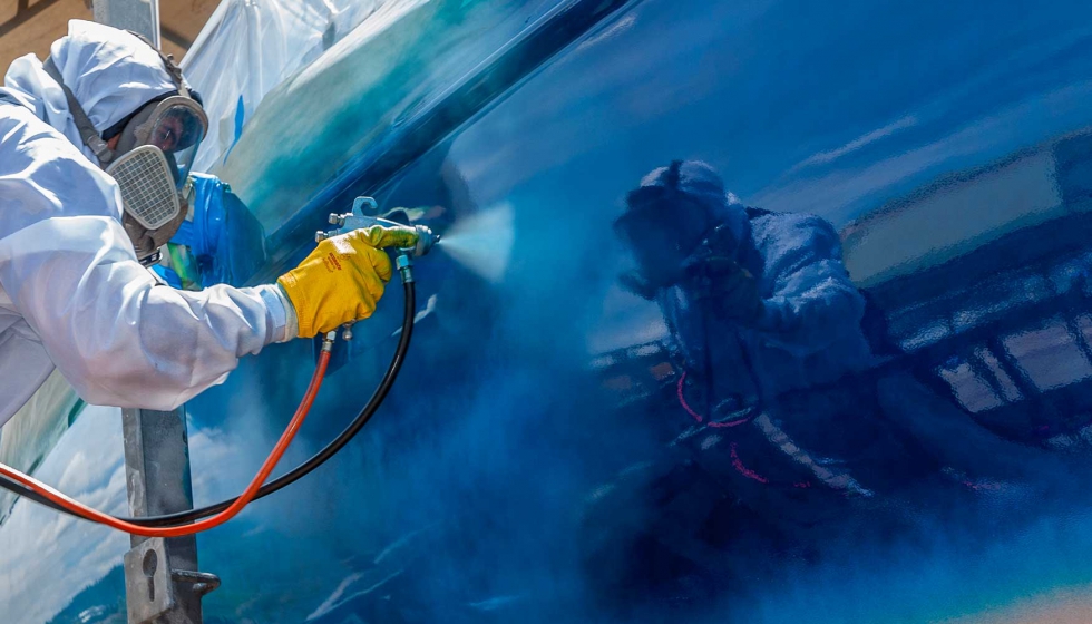 aplicación antifouling con pistola de aire