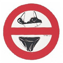 Pegatina en PVC --13 cm---Prohibido Bañador