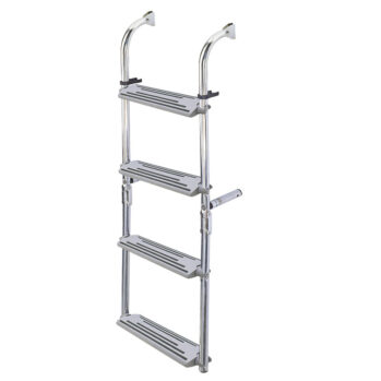 Escalera inox popa plegable, 2+2 peldaño ancho. 90º