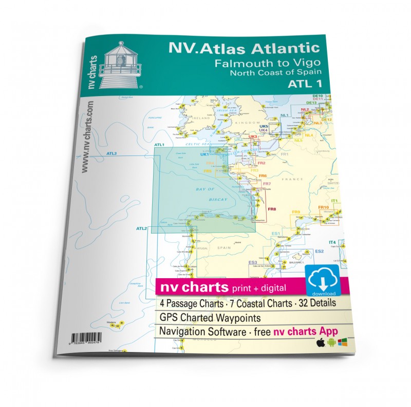 Pack de cartas NV Charts Atlas España ATL1 -Canal de la Mancha a Vigo