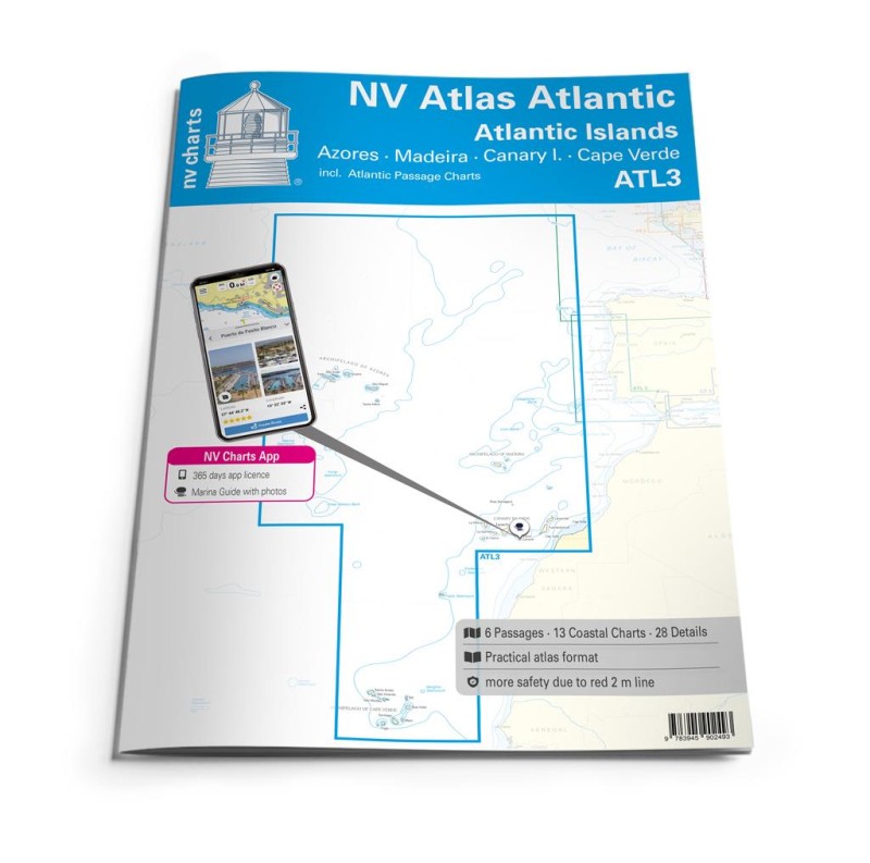 Pack de cartas NV Charts Atlas España ATL3 -Islas Atlánticas (Madeira-Canarias-Cabo Verde)