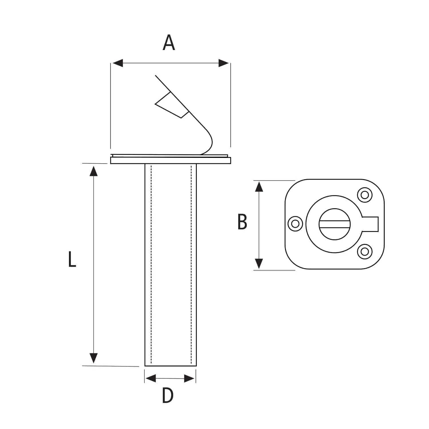 Cañero empotrable inox316--90º -Ø:40mm - Imagen 2
