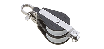 Polea doble con arraigo, cabo 10 mm