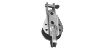 Polea con giratorio y arraigo para cabo de 8 mm