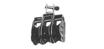 Polea triple con giratorio para cabo de 8 mm