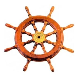 Rueda timón en madera noble y cono en latón.