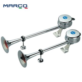 Bocina electromagnética 12/24v- 10A- 115dB -INOX- Doble