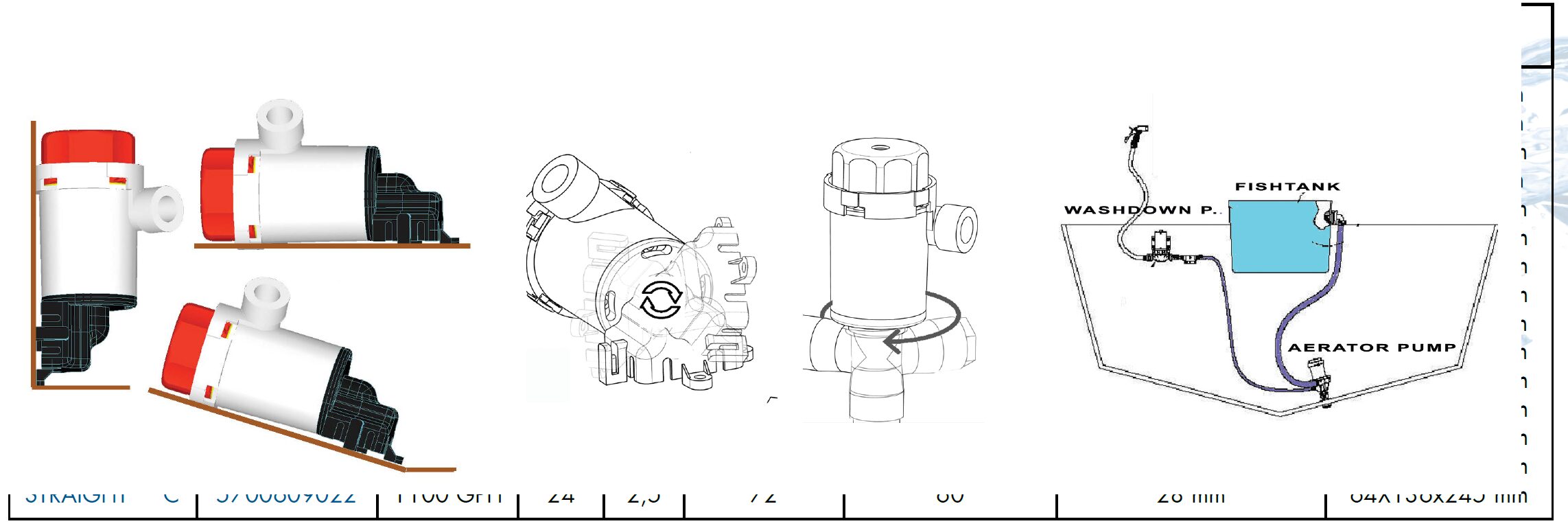 Bomba Achique Perfil Bajo .OCEAN GPH01100- 4200.lts/h. 12V - Imagen 3
