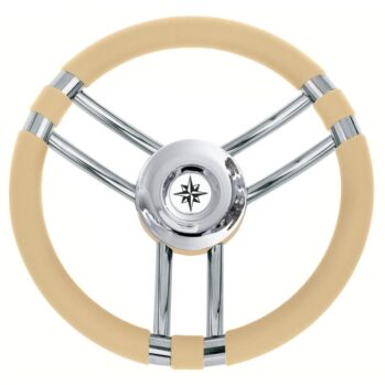 Volante Inox y Poliuretano Marfil–SAVORETTI–Ø:35 cm
