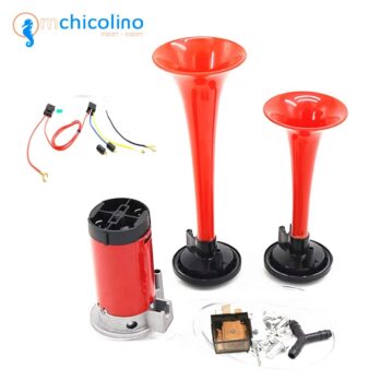 Bocina eléctrica doble trompeta 12v- 5A- 120dB -bermellón