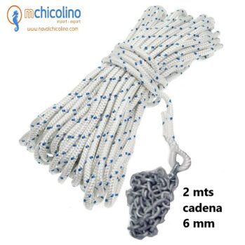 .Cabo de fondeo trenzado-guardacabo y cadena – 10 mm x 30 ó 50 mts