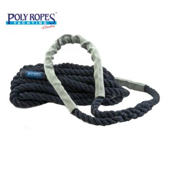 Cabo amarre con elasticidad, torcido azul, con gaza de 40cm -Ø:12-14-16mm x 6/15mts