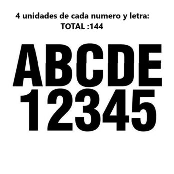 Rotulación: Kit de 144 números y letras Negras adhesivos (4 de cada)--8 cm