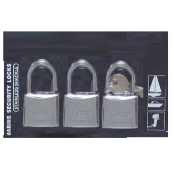 Candado INOX- SEA (Pack 3) misma llave--ancho: 3 cm--arco:17
