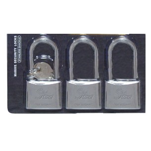 Candado INOX- SEA (Pack 3) misma llave--ancho: 3 cm--arco:24