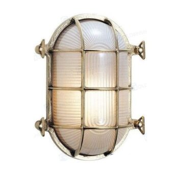 Plafón "Ojo de Buey" ovalado, en Latón Pulido--175 x 130 mm