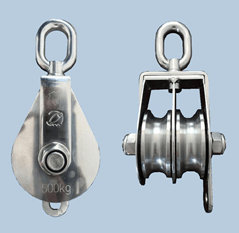 Pasteca doble con súper rodamientos reforzados -inox316. (80-100-125 mm)