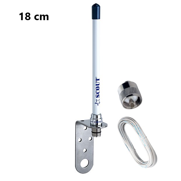 ANTENA VHF GLOMEX - 0,18 mts--(18 cm)--18 mts cable— conector PL259