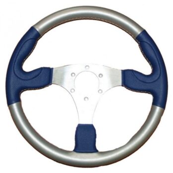 Volante  Sport- simil-piel gris y azul.-Ø35 cm