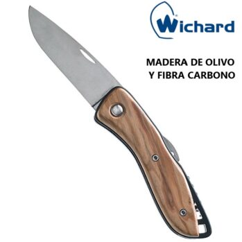 Navaja Wichard Aquaterra, madera olivo y carbono, inox-19cm