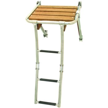 Plataforma teca 450mm, escalera plegable